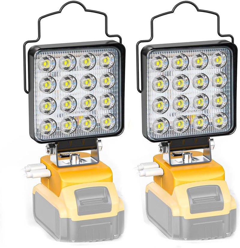 Ecarke 2 PCS Cordless LED Work Light Compatible with DeWALT 20V: 70W 7000LM Flashlight with USB & Type-C Charging Output Port, Portable Battery Flood Light for Job Site, Camping, Battery Not Included - Image 1